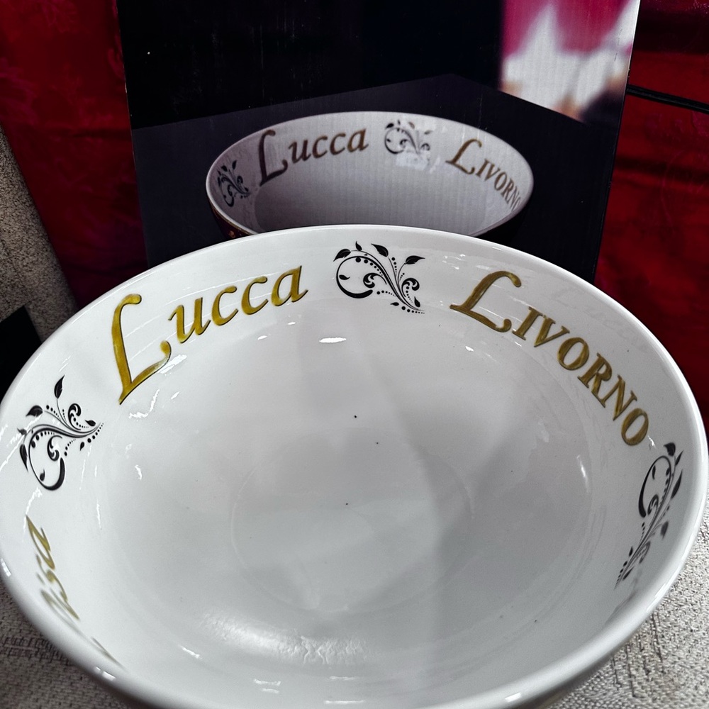 White and Gold Pasta Bowl NIB
